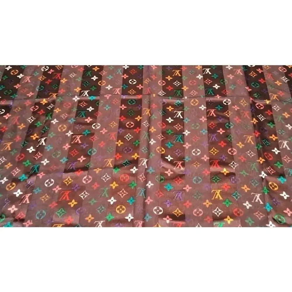 Louis Vuitton Multicolor Monogram Oversized Silk Scarf 38x39 Brown Purple LV